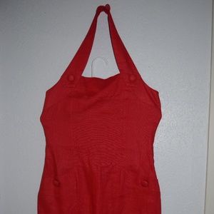 Women's Red Halter linen dress